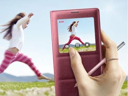 Genuine Samsung Galaxy Note 4 S-View Premium Cover Case - Plum