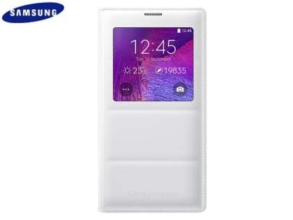 Genuine Samsung Galaxy Note 4 S-View Premium Cover Case - Pearl White Genuine Samsung Galaxy Note 4 S-View Premium Cover Case - Pearl White
