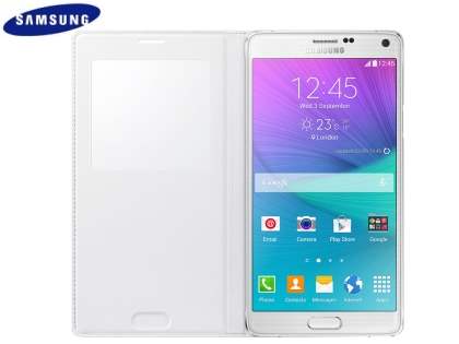 Genuine Samsung Galaxy Note 4 S-View Premium Cover Case - Pearl White