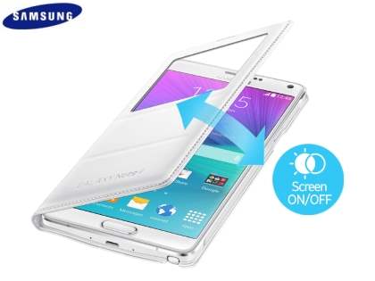 Genuine Samsung Galaxy Note 4 S-View Premium Cover Case - Pearl White
