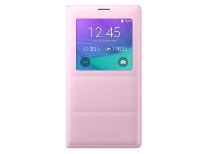 Genuine Samsung Galaxy Note 4 S-View Premium Cover Case - Baby Pink Genuine Samsung Galaxy Note 4 S-View Premium Cover Case - Baby Pink