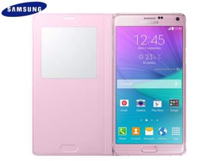 Genuine Samsung Galaxy Note 4 S-View Premium Cover Case - Baby Pink