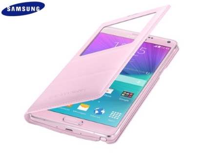 Genuine Samsung Galaxy Note 4 S-View Premium Cover Case - Baby Pink