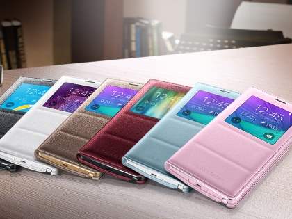 Genuine Samsung Galaxy Note 4 S-View Premium Cover Case - Baby Pink