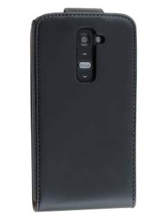 Synthetic Leather Flip Case for LG G2 - Classic Black Leather Flip Case