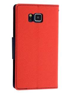 Mercury Goospery Colour Fancy Diary Case with Stand for Samsung Galaxy Alpha - Red/Navy