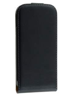 Slim Genuine Leather Flip Case for HTC One mini 2 - Classic Black