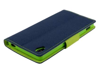 Mercury Goospery Colour Fancy Diary Case with Stand for Sony Xperia Z3 - Navy/Lime