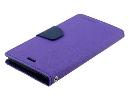 Mercury Goospery Colour Fancy Diary Case with Stand for Sony Xperia Z3 - Purple/Navy