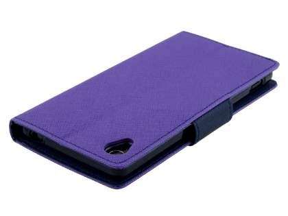 Mercury Goospery Colour Fancy Diary Case with Stand for Sony Xperia Z3 - Purple/Navy