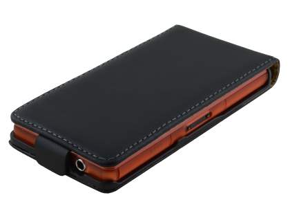 Sony Xperia Z3 Compact Slim Genuine Leather Flip Case - Classic Black