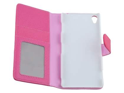 Synthetic Leather Wallet Case with Stand for Sony Xperia Z3 - Pink