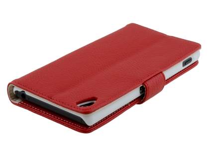 Synthetic Leather Wallet Case with Stand for Sony Xperia Z3 - Red