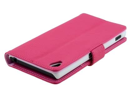Synthetic Leather Wallet Case with Stand for Sony Xperia Z3 - Pink