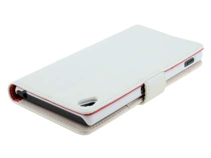 Synthetic Leather Wallet Case with Stand for Sony Xperia Z3 - Pearl White