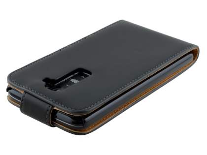 Synthetic Leather Flip Case for LG G2 - Classic Black