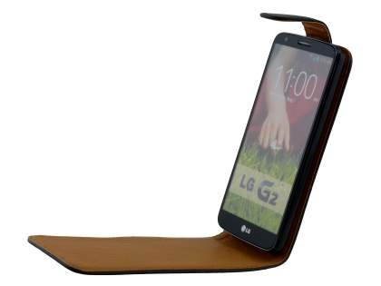 Synthetic Leather Flip Case for LG G2 - Classic Black