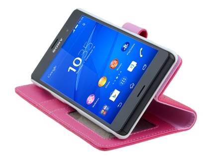 Synthetic Leather Wallet Case with Stand for Sony Xperia Z3 - Pink