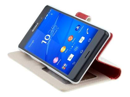 Synthetic Leather Wallet Case with Stand for Sony Xperia Z3 - Pearl White