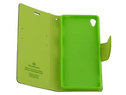 Mercury Goospery Colour Fancy Diary Case with Stand for Sony Xperia Z3 - Navy/Lime