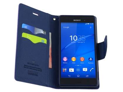 Mercury Goospery Colour Fancy Diary Case with Stand for Sony Xperia Z3 - Purple/Navy