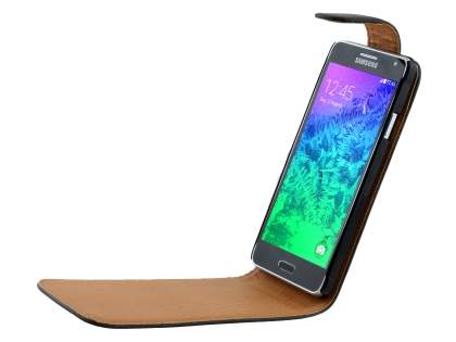 Samsung Galaxy Alpha Synthetic Leather Flip Case - Black