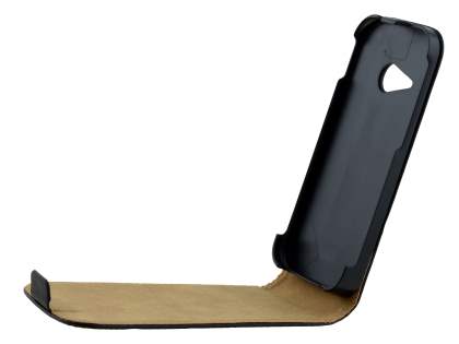 Slim Genuine Leather Flip Case for HTC One mini 2 - Classic Black