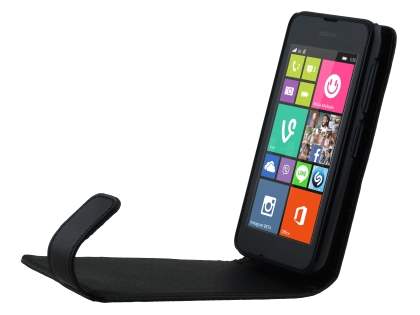 Nokia Lumia 530 Synthetic Leather Flip Case - Classic Black