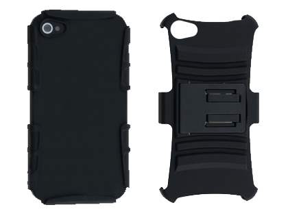 Rugged Case with Holster Belt Clip for iPhone 4/4s - Classic Black
