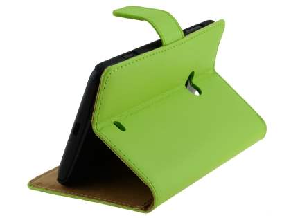 Genuine Leather Wallet Case with Stand for Nokia Lumia 625 - Green