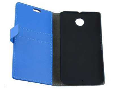 Synthetic Leather Wallet Case with Stand for Motorola Google Nexus 6 - Blue