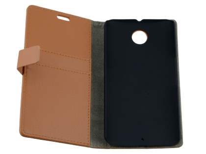 Synthetic Leather Wallet Case with Stand for Motorola Google Nexus 6 - Brown