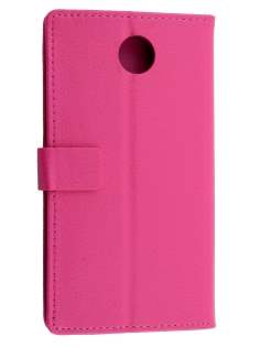 Synthetic Leather Wallet Case with Stand for Motorola Google Nexus 6 - Pink Leather Wallet Case