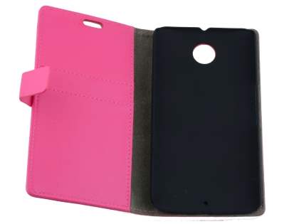 Synthetic Leather Wallet Case with Stand for Motorola Google Nexus 6 - Pink