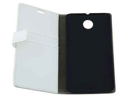 Synthetic Leather Wallet Case with Stand for Motorola Google Nexus 6 - Pearl White