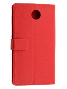 Synthetic Leather Wallet Case with Stand for Motorola Google Nexus 6 - Red Leather Wallet Case