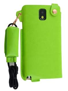 Ultra Slim Synthetic Leather Pouch with Strap for Samsung Galaxy Note 3 - Lime Green