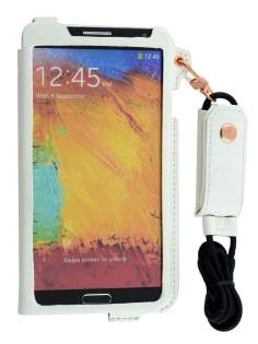 Ultra Slim Synthetic Leather Pouch with Strap for Samsung Galaxy Note 3 - Pearl White