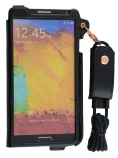 Ultra Slim Synthetic Leather Pouch with Strap for Samsung Galaxy Note 3 - Classic Black
