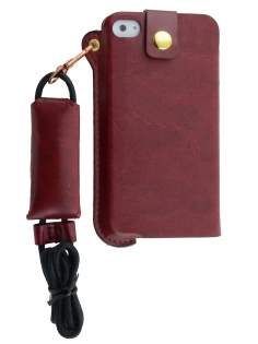 Ultra Slim Synthetic Leather Pouch with Strap for iPhone 4/4S - Chestnut Ultra Slim Synthetic Leather Pouch with Strap for iPhone 4/4S - Chestnut