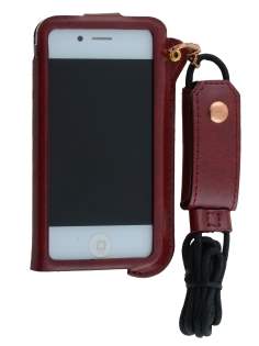 Ultra Slim Synthetic Leather Pouch with Strap for iPhone 4/4S - Chestnut