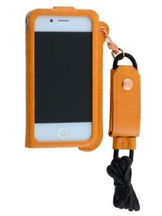 Ultra Slim Synthetic Leather Pouch with Strap for iPhone 4/4S - Caramel