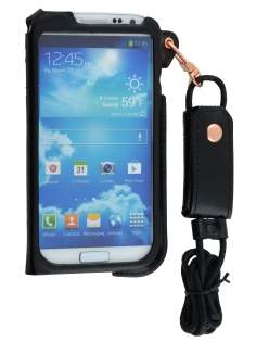 Ultra Slim Synthetic Leather Pouch with Strap for Samsung Galaxy S4 - Classic Black