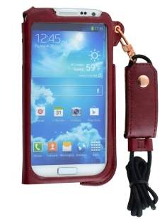Ultra Slim Synthetic Leather Pouch with Strap for Samsung Galaxy S4 - Chestnut