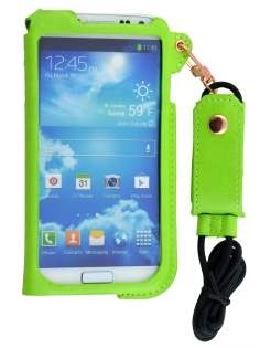 Ultra Slim Synthetic Leather Pouch with Strap for Samsung Galaxy S4 - Lime Green