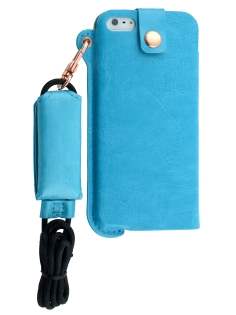 Ultra Slim Synthetic Leather Pouch with Strap for iPhone SE(1st Gen)/5s/5 - Sky Blue Leather Slide-in Case