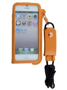 Ultra Slim Synthetic Leather Pouch with Strap for iPhone SE(1st Gen)/5s/5 - Caramel
