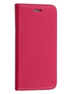 Genuine Textured Leather Wallet Case with Stand for iPhone 6s Plus/6 Plus - Coral Pink