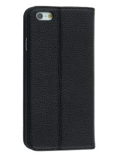 Genuine Textured Leather Wallet Case with Stand for iPhone 6s Plus/6 Plus - Classic Black