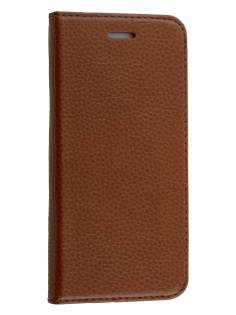 Genuine Textured Leather Wallet Case with Stand for iPhone 6s Plus/6 Plus - Dark Brown